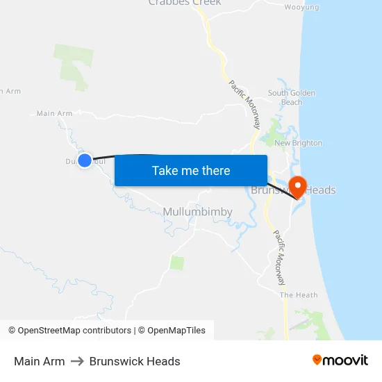 Main Arm to Brunswick Heads map