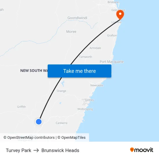Turvey Park to Brunswick Heads map