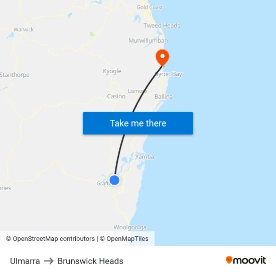 Ulmarra to Brunswick Heads map