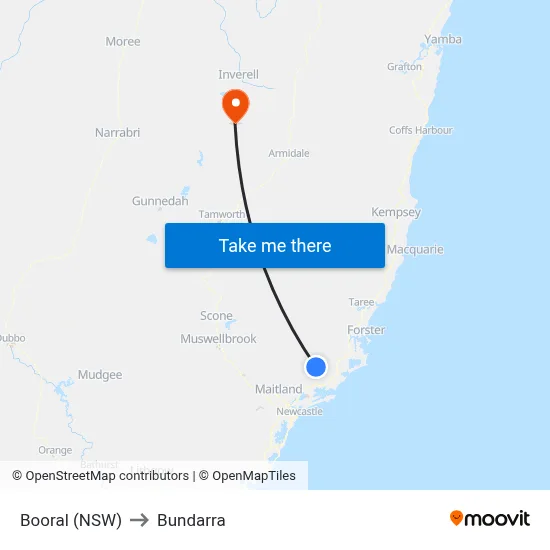 Booral (NSW) to Bundarra map
