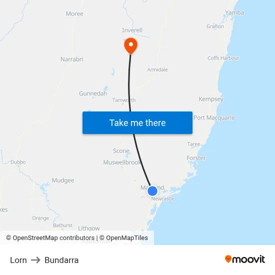 Lorn to Bundarra map