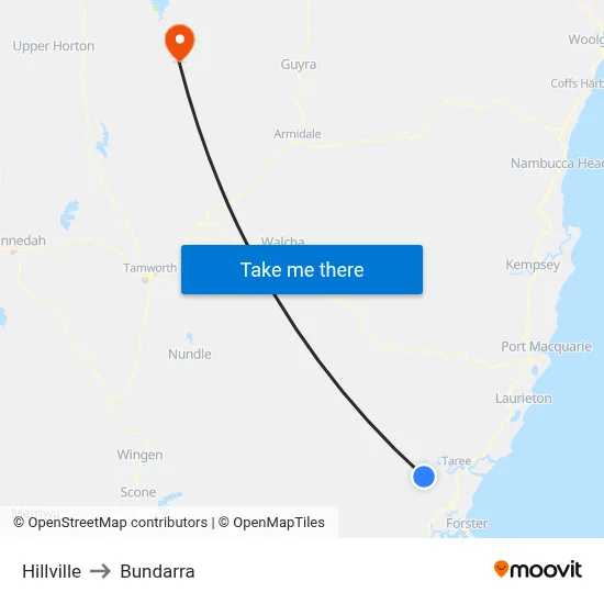 Hillville to Bundarra map