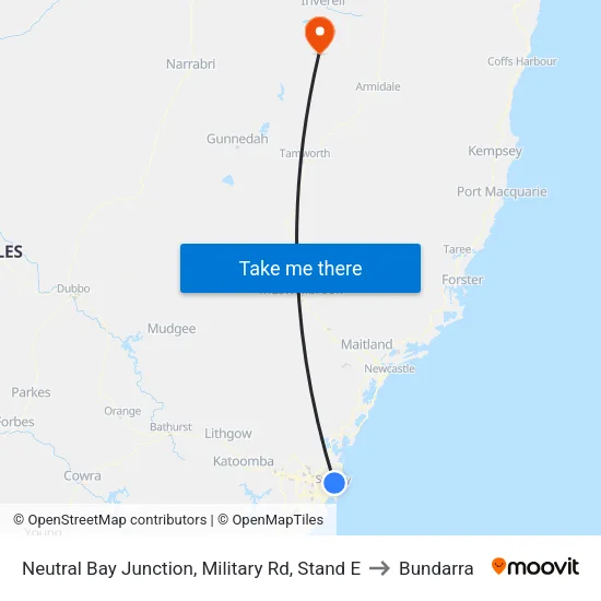 Neutral Bay Junction, Military Rd, Stand E to Bundarra map