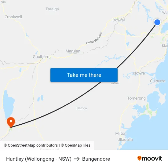 Huntley (Wollongong - NSW) to Bungendore map
