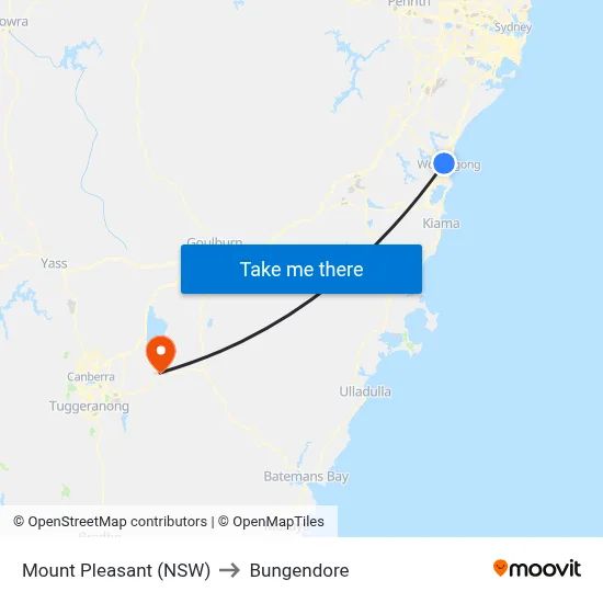Mount Pleasant (NSW) to Bungendore map
