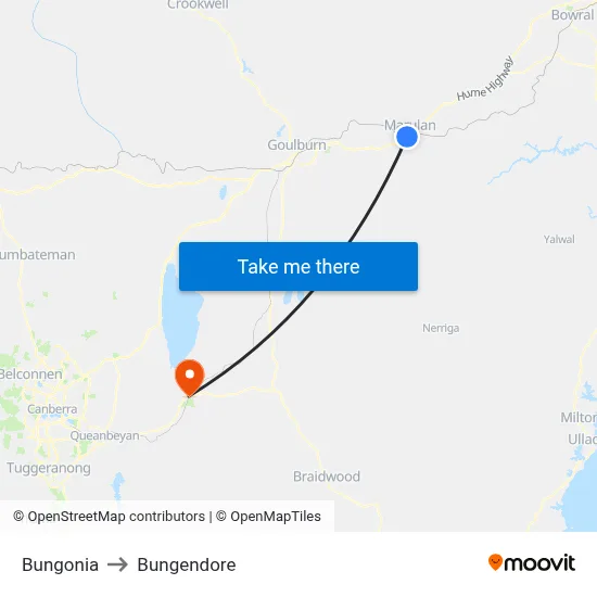 Bungonia to Bungendore map