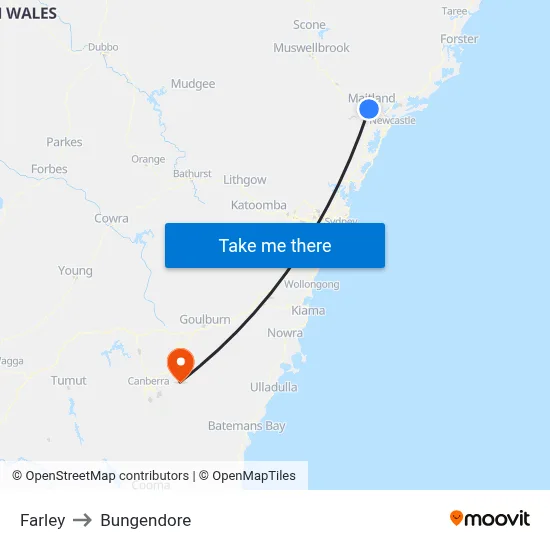 Farley to Bungendore map
