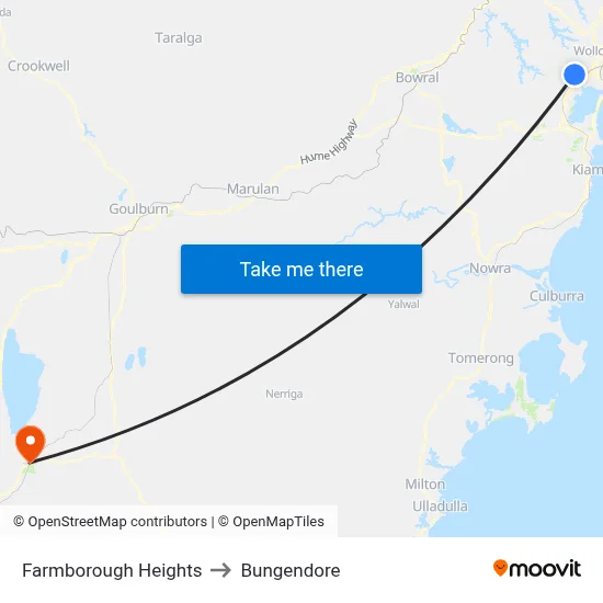 Farmborough Heights to Bungendore map