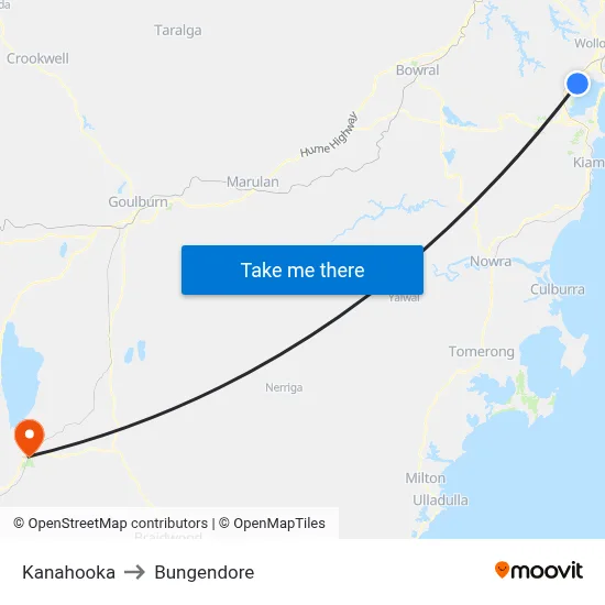 Kanahooka to Bungendore map