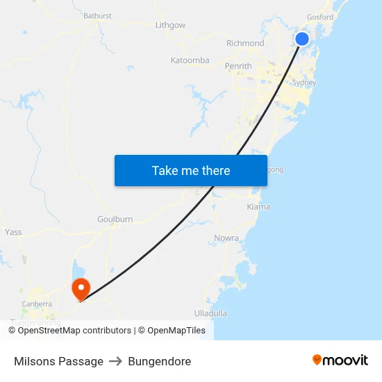 Milsons Passage to Bungendore map