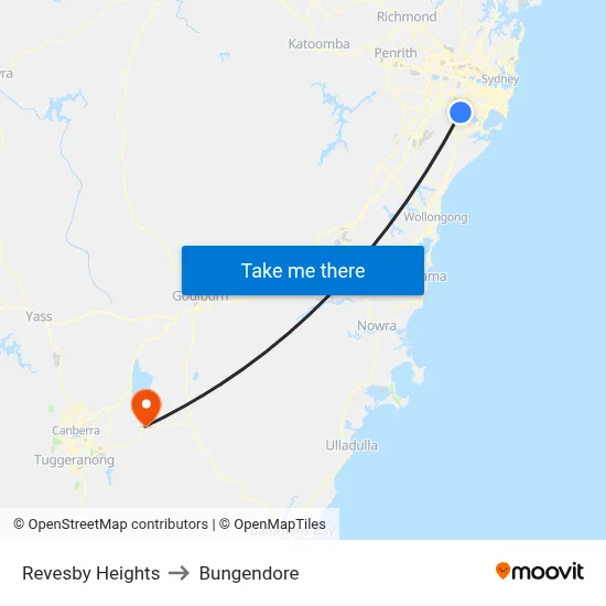 Revesby Heights to Bungendore map