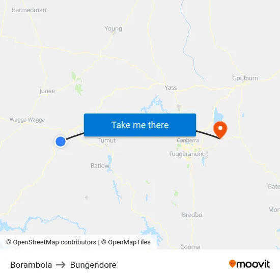 Borambola to Bungendore map