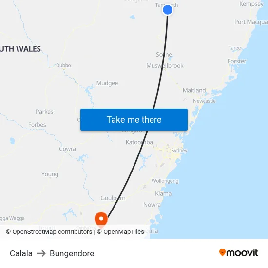 Calala to Bungendore map