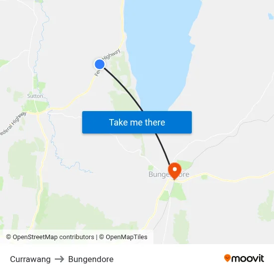 Currawang to Bungendore map
