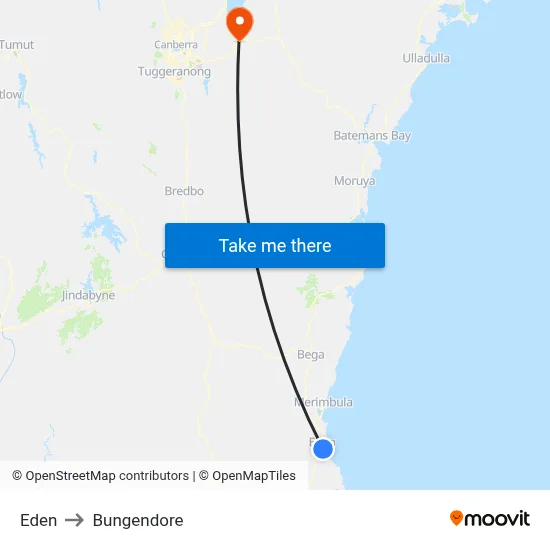 Eden to Bungendore map