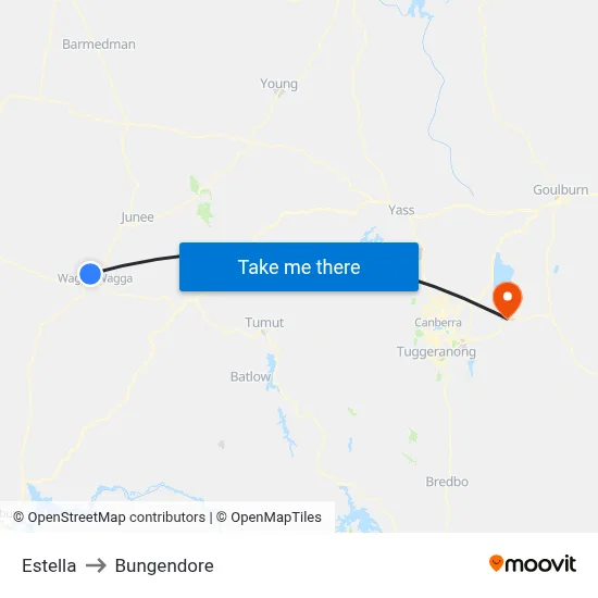 Estella to Bungendore map