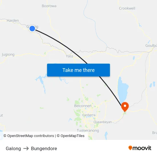 Galong to Bungendore map