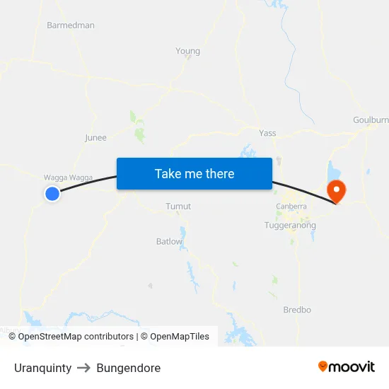 Uranquinty to Bungendore map