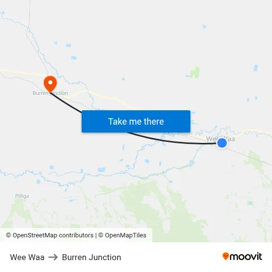 Wee Waa to Burren Junction map