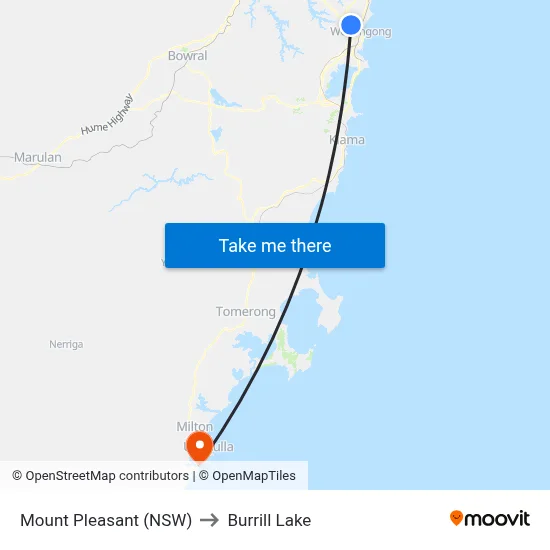 Mount Pleasant (NSW) to Burrill Lake map