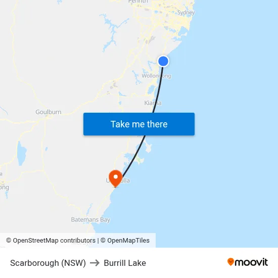 Scarborough (NSW) to Burrill Lake map