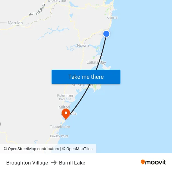 Broughton Village to Burrill Lake map