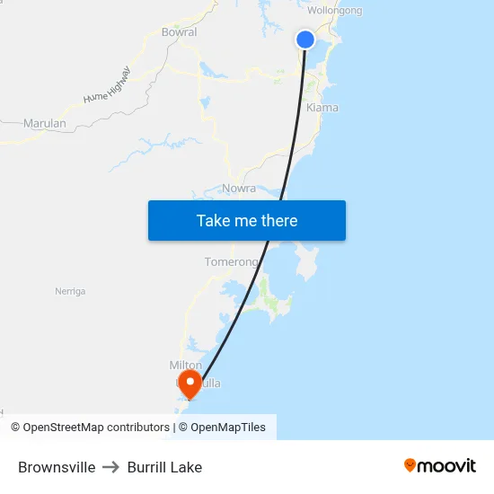 Brownsville to Burrill Lake map