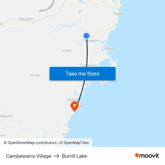 Cambewarra Village to Burrill Lake map