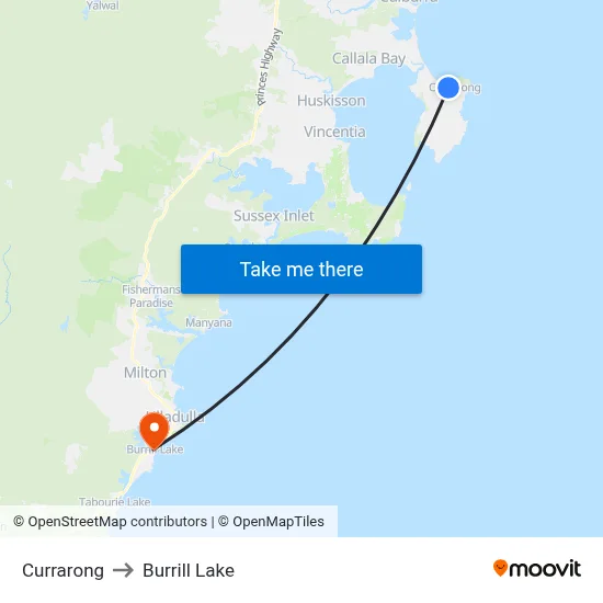 Currarong to Burrill Lake map
