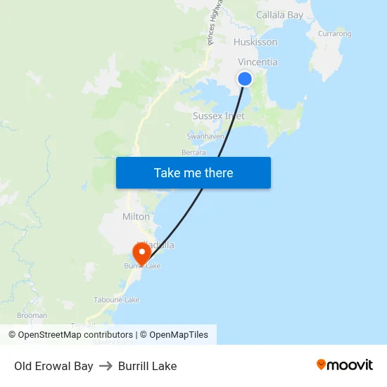 Old Erowal Bay to Burrill Lake map