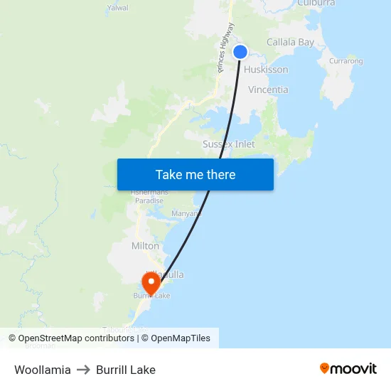 Woollamia to Burrill Lake map