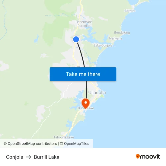 Conjola to Burrill Lake map