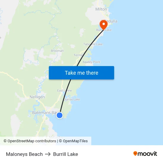 Maloneys Beach to Burrill Lake map