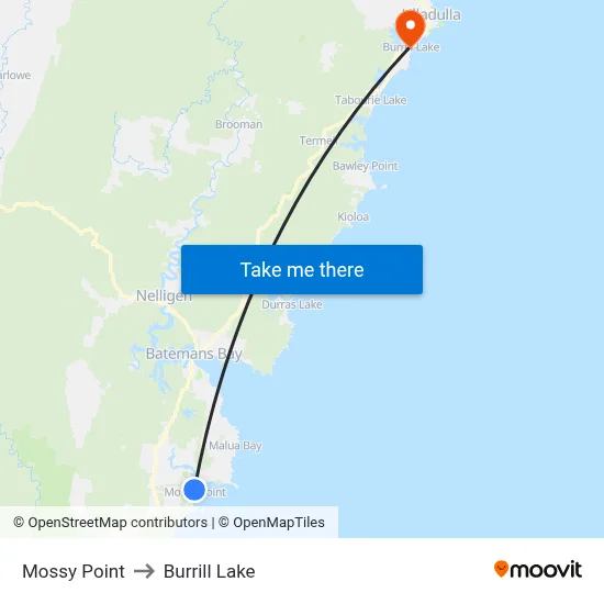 Mossy Point to Burrill Lake map