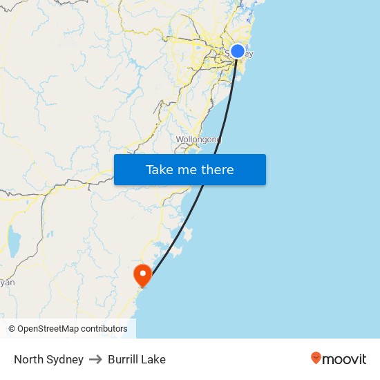 North Sydney Station to Burrill Lake map