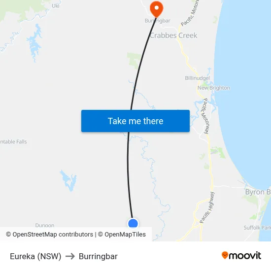 Eureka (NSW) to Burringbar map