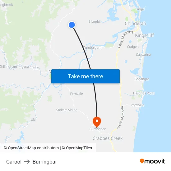 Carool to Burringbar map