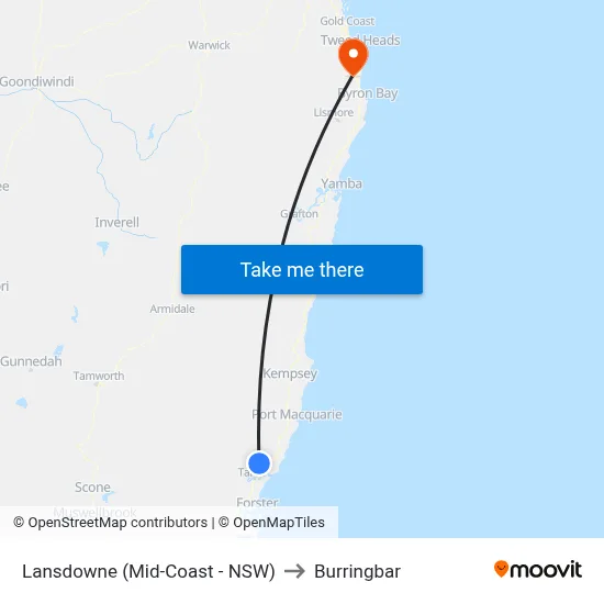 Lansdowne (Mid-Coast - NSW) to Burringbar map