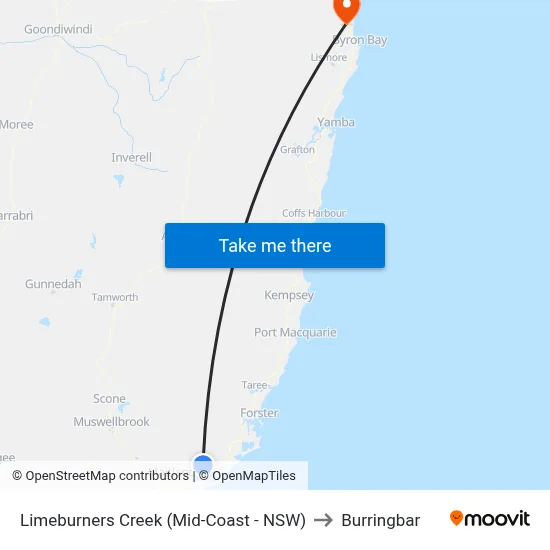 Limeburners Creek (Mid-Coast - NSW) to Burringbar map