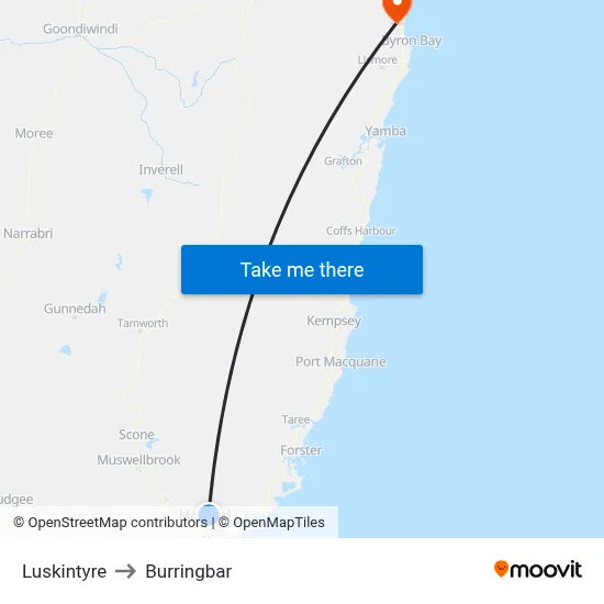 Luskintyre to Burringbar map