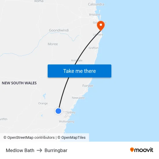 Medlow Bath to Burringbar map