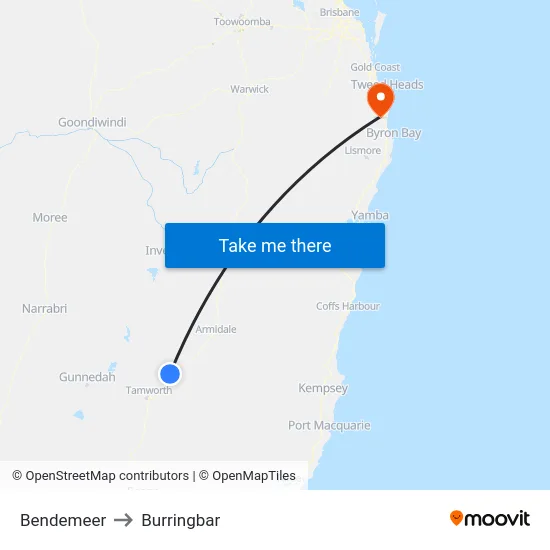 Bendemeer to Burringbar map