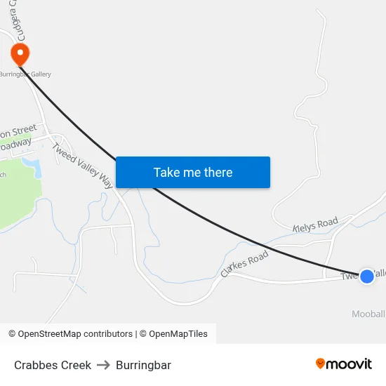 Crabbes Creek to Burringbar map
