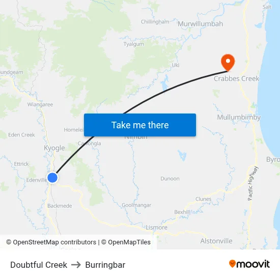 Doubtful Creek to Burringbar map