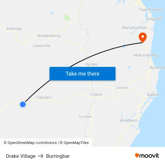 Drake Village to Burringbar map