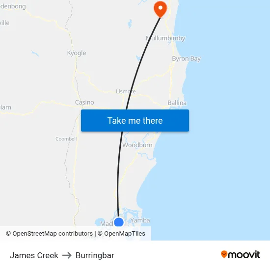James Creek to Burringbar map