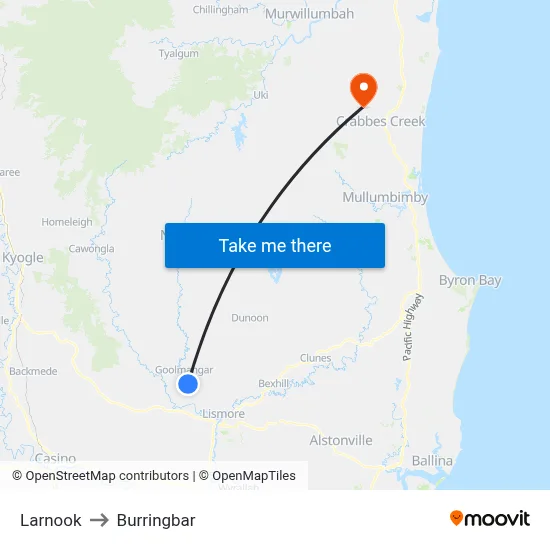 Larnook to Burringbar map