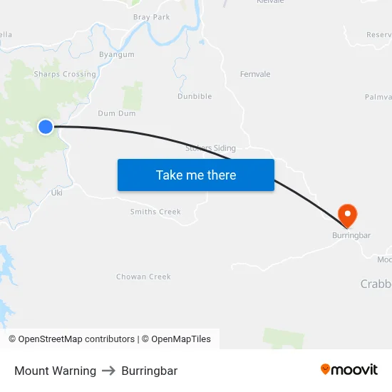 Mount Warning to Burringbar map