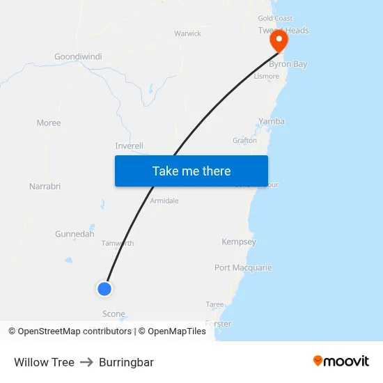 Willow Tree to Burringbar map