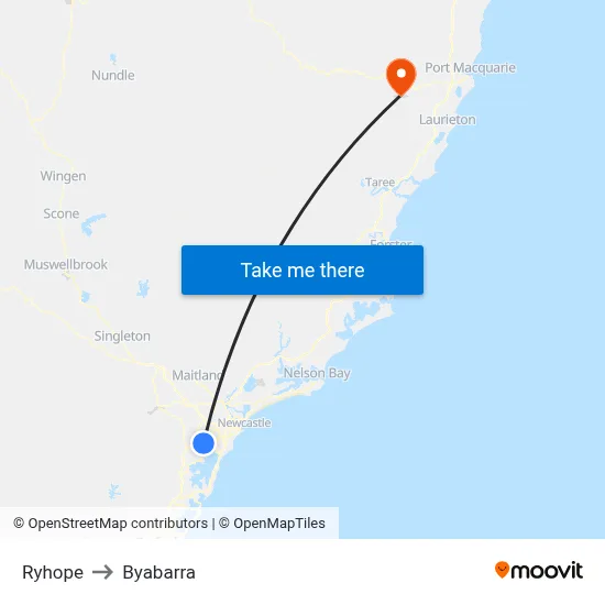 Ryhope to Byabarra map